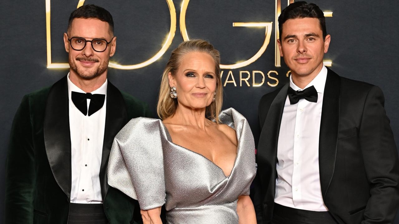 Fox with fellow Block judges Darren Palmer and Shaynna Blaze and Marty Fox at the 64th TV WEEK Logie Awards. Picture: James Gourley/Getty Images for TV WEEK Logie Awards