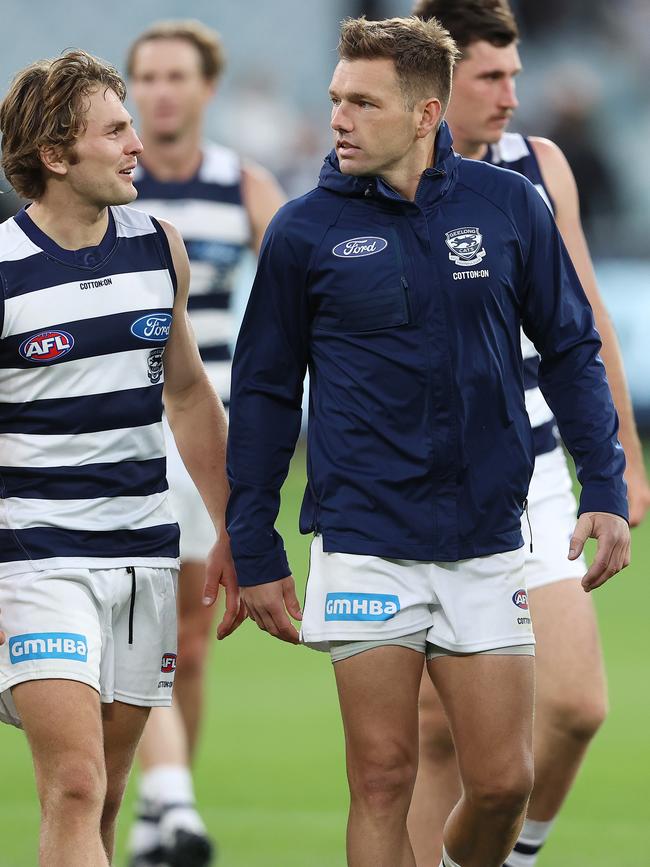 Shaun Higgins was hit with a double injury against the Hawks. Picture: Michael Klein