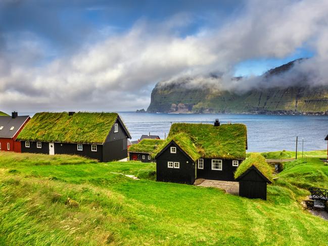 Village of Mikladalur located on the island of Kalsoy, Faroe Islands, Denmark