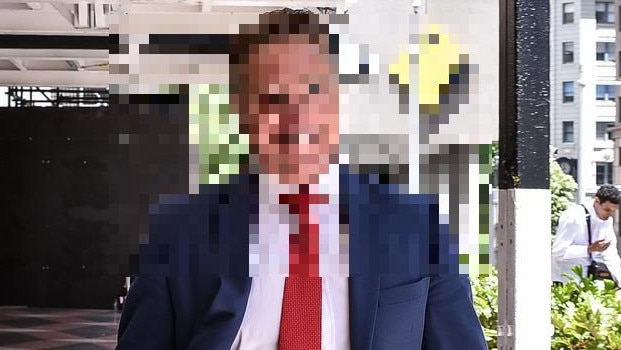 A pixelated image of a former real estate agent from the Sutherland Shire who is on trial for child sex offences in July 2023.