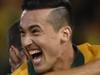 Jason Davidson of Australia (C) celebrates scoring the second goal against United Arab Emirates in their AFC Asian Cup semi-final football match in Newcastle on January 27, 2015. AFP PHOTO/Peter PARKS --IMAGE RESTRICTED TO EDITORIAL USE - STRICTLY NO COMMERCIAL USE