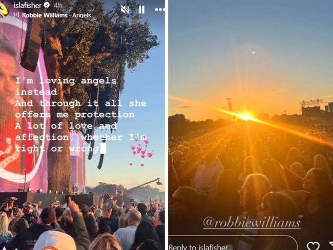 Isla shared snaps while enjoying her time at the Robbie Williams concert. Picture: Instagram