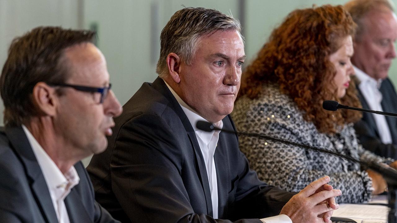 Eddie McGuire was criticzed for not saying sorry on Tuesday after revaltions of systemic racism wthin the club in the Do Better Report. Picture: Jake Nowakowski