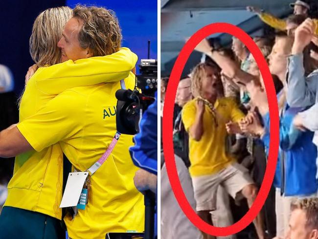 Ariarne Titmus' coach Dean Boxall lost his damn mind. Again. Photo: Instagram and Getty.