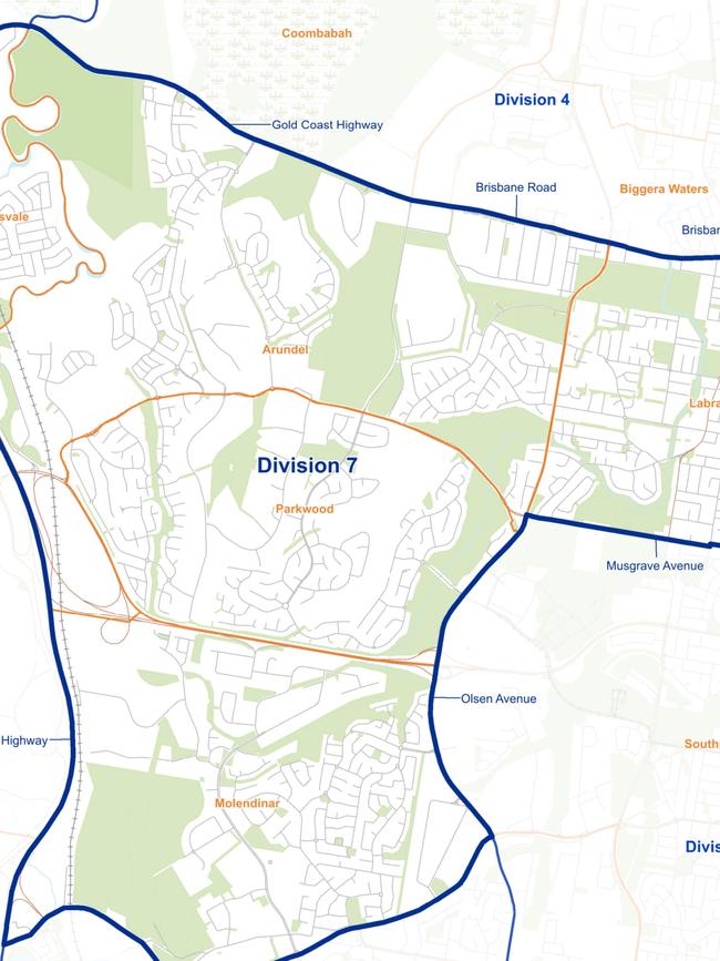 Gold Coast Division 7 Electoral Commission map 2020. Photo: ECQ