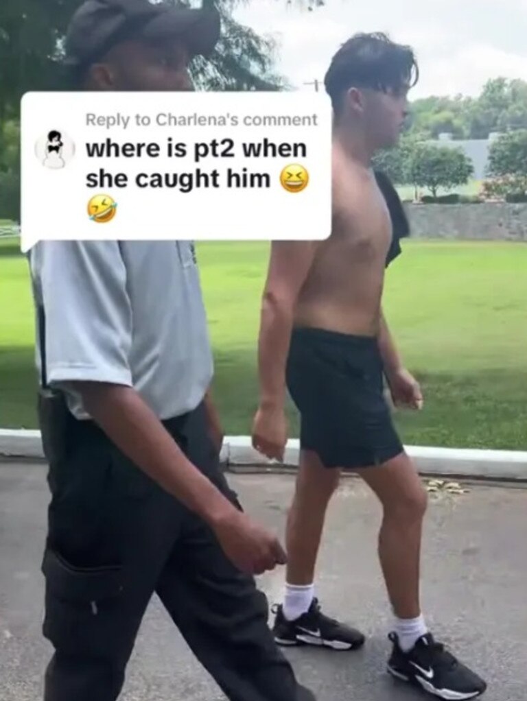 Security spotted him breaking the rules. Picture: TikTok/nannyxmurphy17_