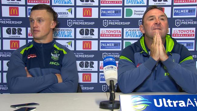 Ricky Stuart was in no mood to discuss the Viking clap. Photo: Fox Sports.