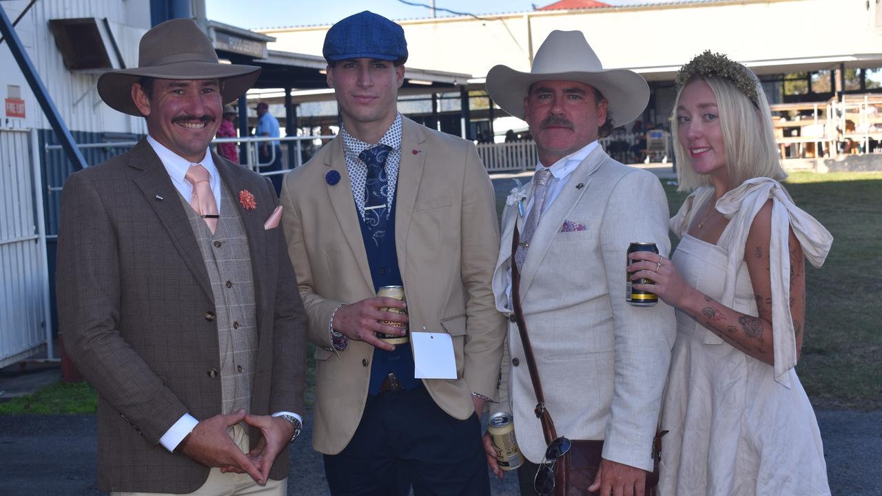 Yeppoon's Pete Hills, Will Huff, Anthony Pianta and Laura Dingle at the Rockhampton Cup race meeting at Callaghan Park on July 13, 2024.