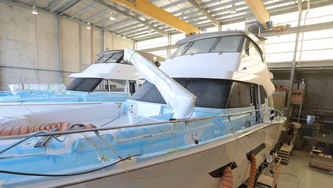 The flybridge is built separately before being placed on top of the hull. Photo: Richard Gosling