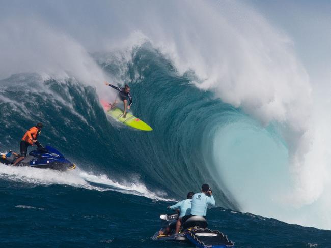 Hawaiian surfer Paige Alms winning at Jaws last year.