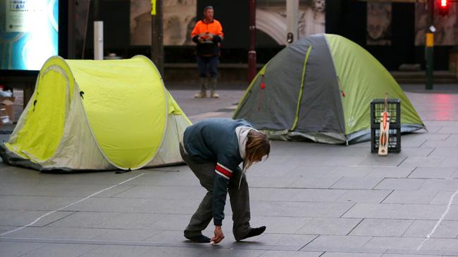 Homeless relocation in Martin Place on June 24, 2017 in Sydney, Australia. Picture: Jason McCawley.