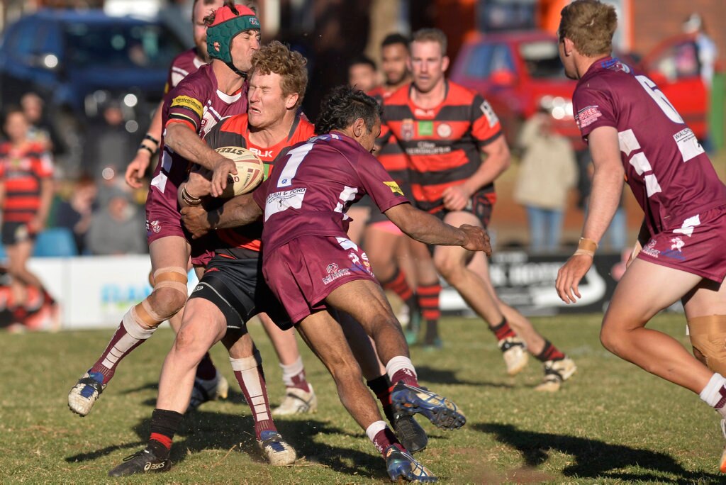 Hugh Sedger of Valleys Roosters against Dalby Diehards in TRL Premiership qualifying final rugby league at Glenholme Park, Sunday, August 12, 2018. Picture: Kevin Farmer