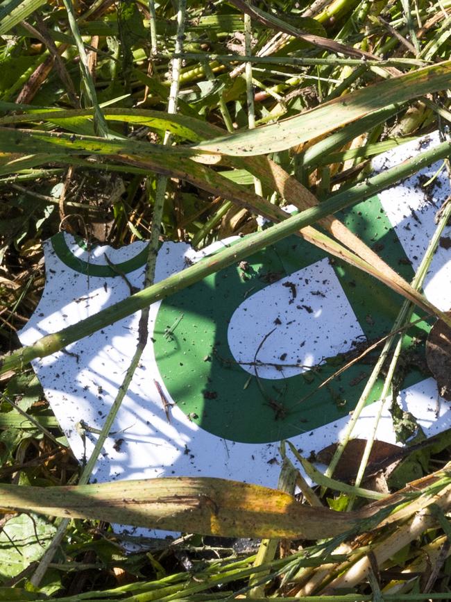 A green P-plate found at the crash site. Picture: NewsWire / Monique Harmer