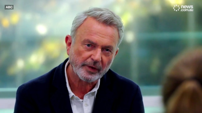 Sam Neill breaks down over 'moving' question