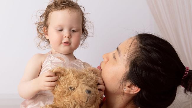 Huyen Tran and her daughter Zoe, about to turn four who was diagnosed with DIPG at the age of two. Picture: Supplied.