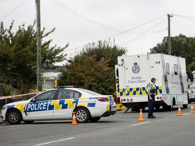 Christchurch police arrived at Gilberthorpes Rd in Hei Hei on Tuesday. Picture: NZ Herald/George Heard