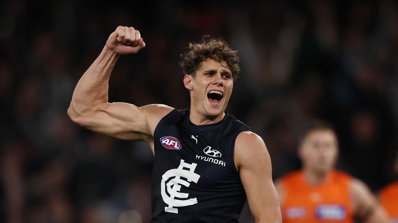 Dual Brownlow medallist Chris Judd says Charlie Curnow is ‘right in the conversation’ as the competition’s best player. Picture: Michael Klein