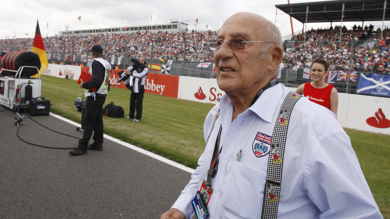 Stirling Moss at Silverstone in 2009. Moss has died at the age of 90, according to an announcement from his family. (AP Photo/Luca Bruno, FILE)