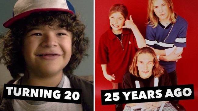 Hanson’s hit song MMMBop was released 25 years ago, while Stranger Things star Gaten Matarazzo will turn 20.