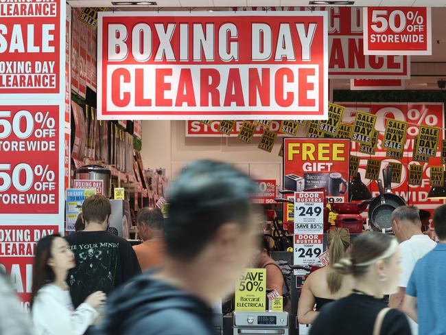 Crowds at Chermside Shopping Centre for Boxing Day sales. Picture: Liam Kidston