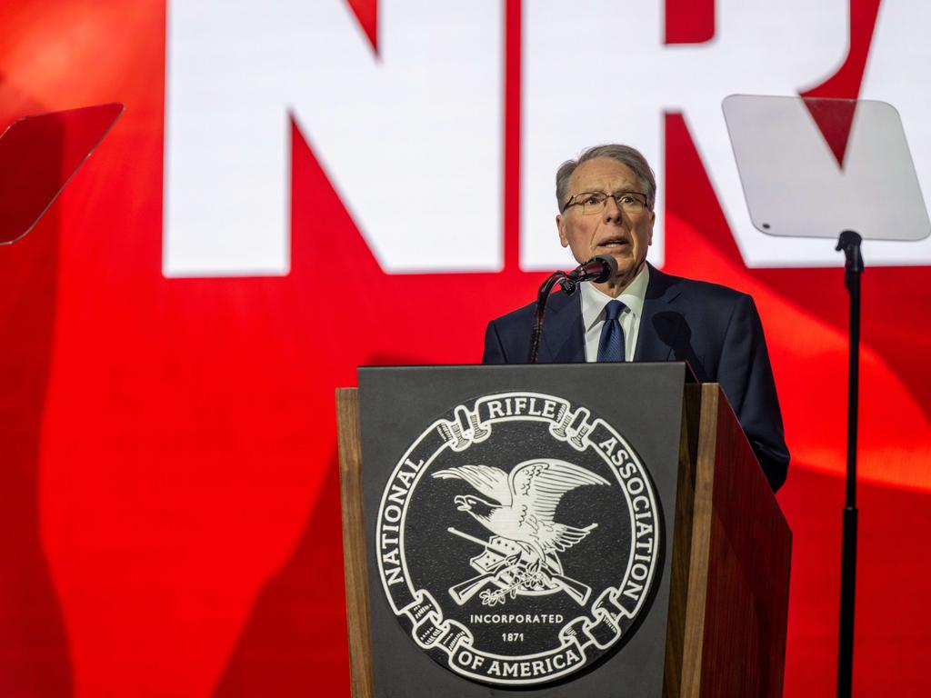 CEO and Executive vice president of the National Rifle Association prepares to speak at the Convention. Picture: Brandon Bell/Getty Images/AFP