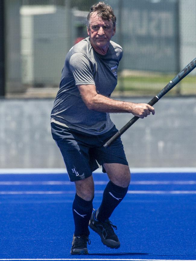 Action in the Pan Pacific Masters Games Hockey tournament. Picture: Glenn Campbell