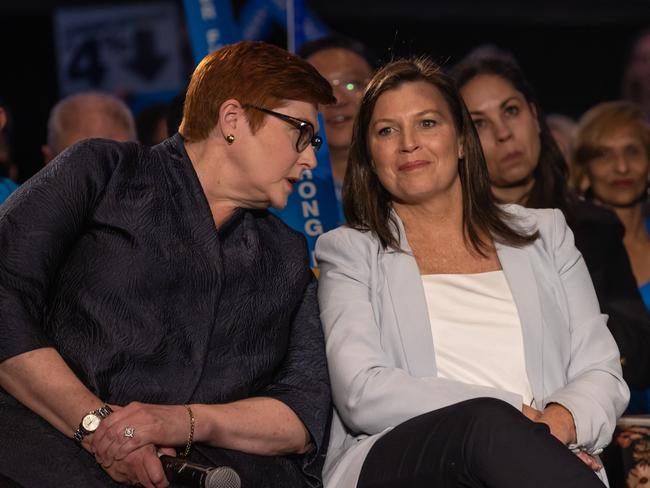 Senator Marise Payne, the Minister for Foreign Affairs, with Jenny Morrison. Picture: Jason Edwards