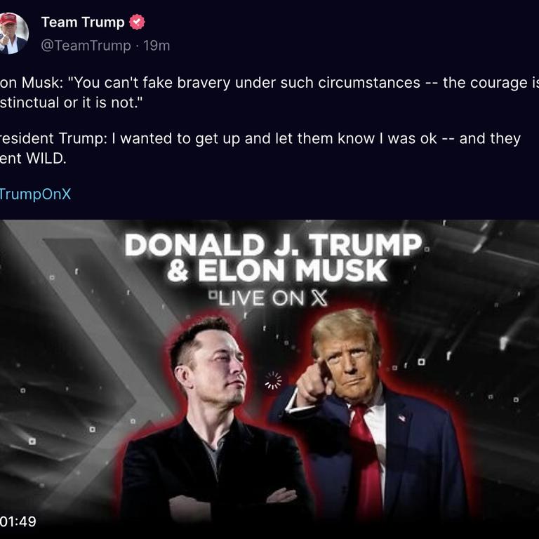 Donald Trump promoting his interview with Elon Musk. Picture: @TeamTrump on Truth Social