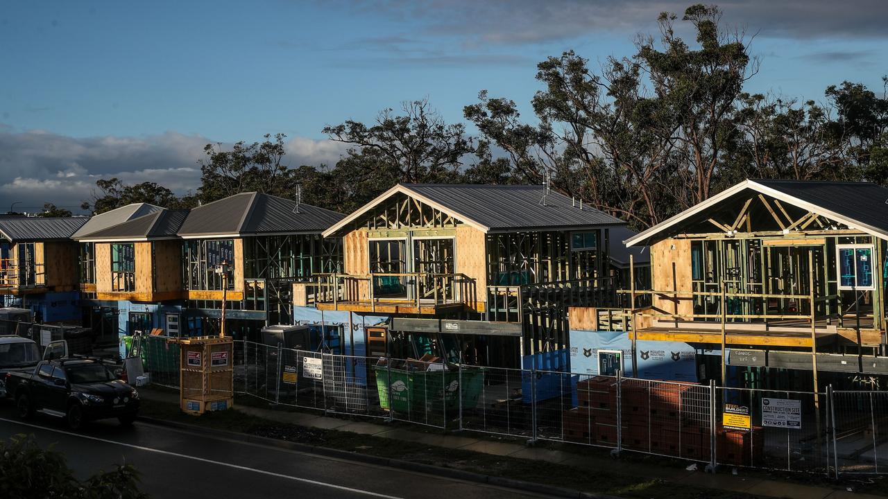 New housing is shown under construction at Cameron Park in Lake Macquarie. Photo: Roni Bintang/Getty Images.