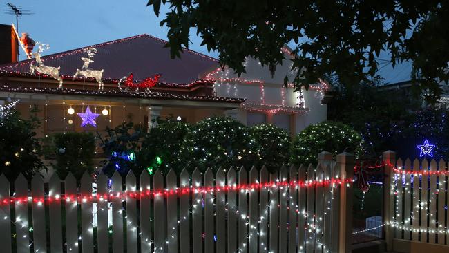 One the the houses on the Ninth Ave, St Peters, decorated with Christmas lights. Picture: Stephen Laffer