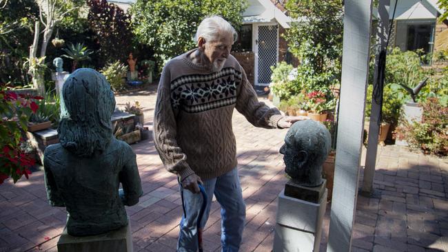 Artist Marc Clark, 96, photographed at home in Deception Bay. Picture: Russell Shakespeare