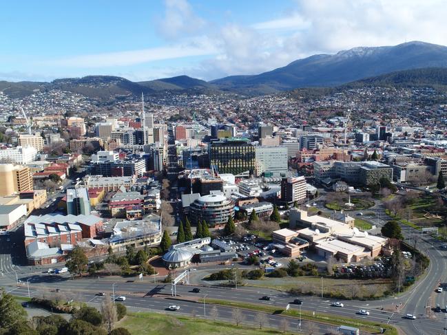 An aerial view of the Hobart CBD. Picture: Supplied