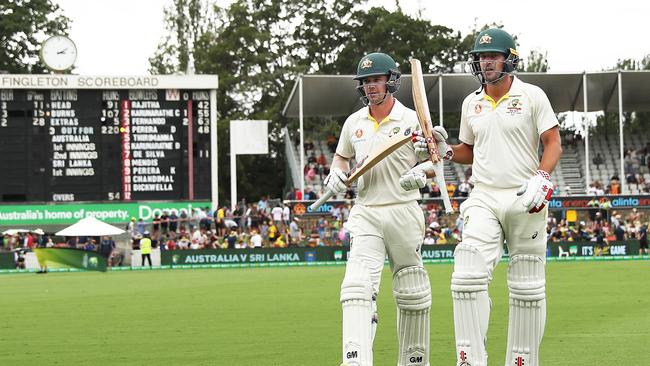 Head and Burns scored Australia’s first tons of the Test summer. Picture. Phil Hillyard