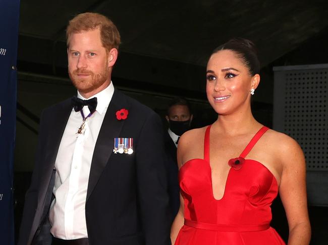 Harry and Meghan have left the royal family a bit more than slimmed down. Picture: Dia Dipasupil/Getty Images