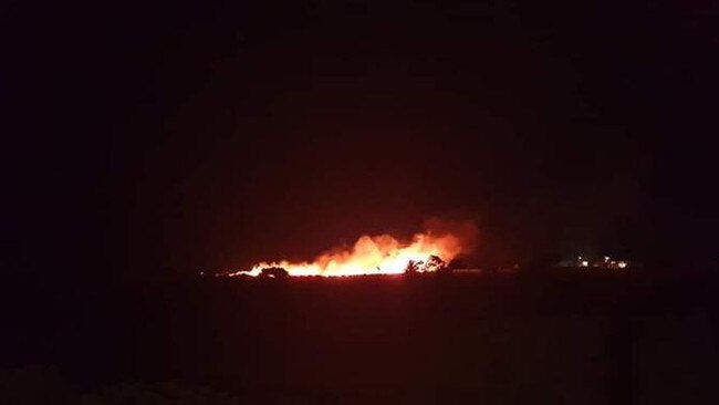 A grass fire at Aldinga Beach that was sparked by the use of illegal fireworks.