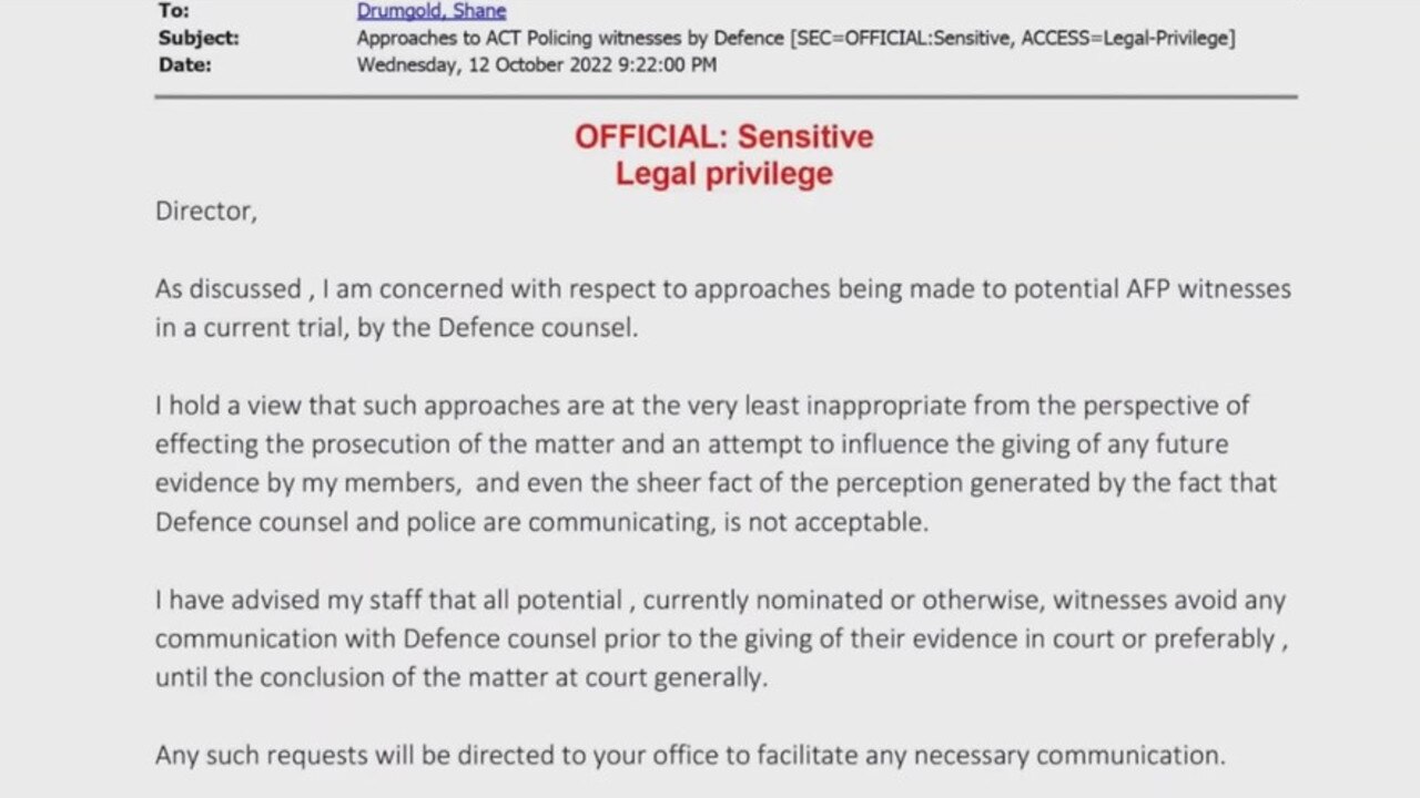 The late night email the Commander sent to Mr Drumgold about the approach from defence.