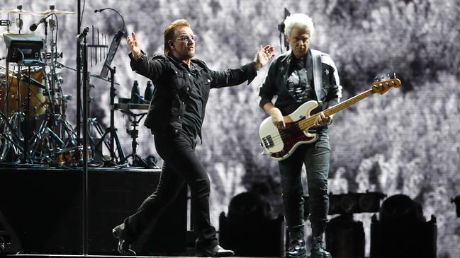 Bono pictured during the U2 The Joshua tree Tour, Suncorp Stadium, Brisbane. Picture: AAP