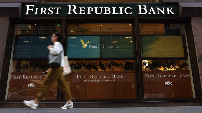 Shares First Republic Bank dived after the company's earnings report showed its clients withdrew more than 40 per cent of deposits. Picture: Getty Images