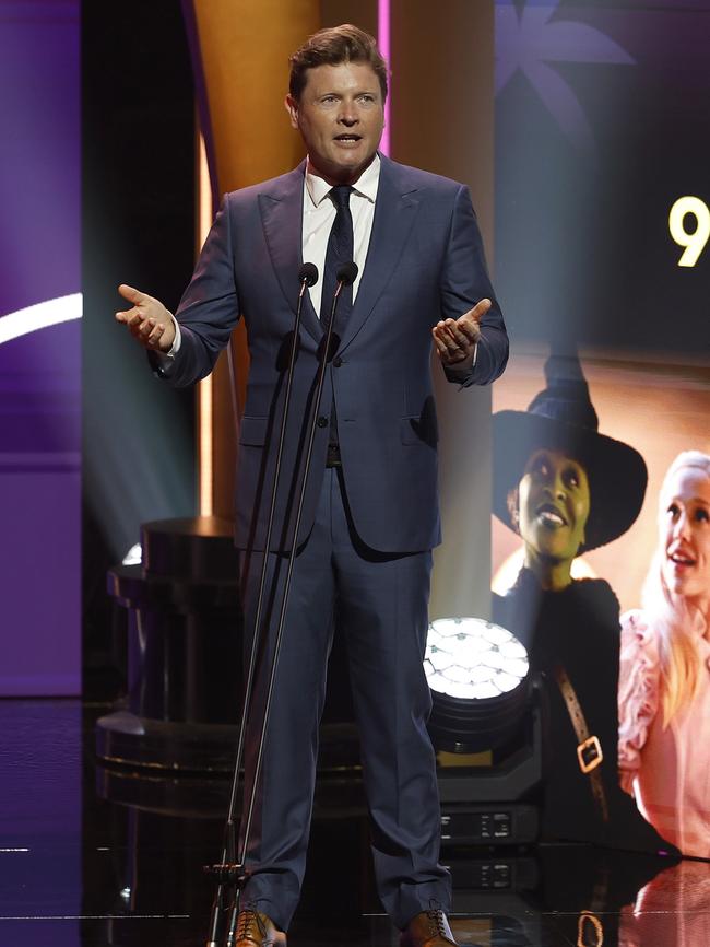 Damian Trewhella speaks on stage during the 2025 AACTA Industry Awards. Photo by Mackenzie Sweetnam/Getty Images for AFI