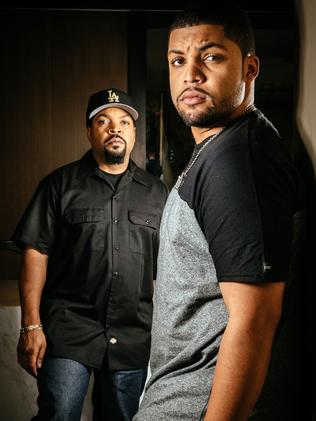 “Believe in yourself.” Cube and son O'Shea Jackson Jr. Picture: Jonathan Ng