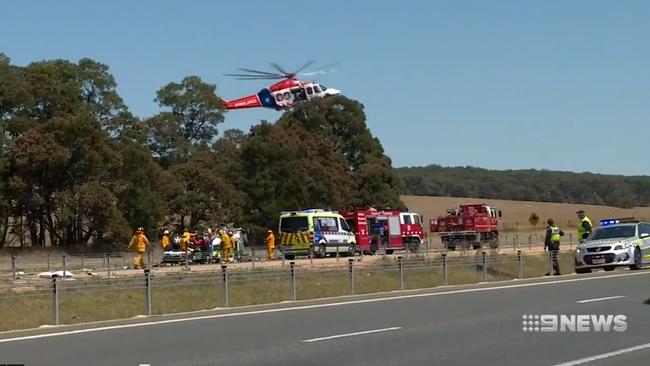 The driver was flown to hospital. Her friend died at the scene. Picture: Channel 9