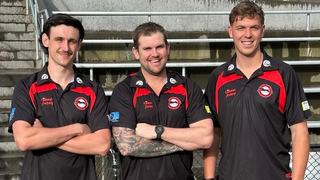 Eltham recruits Liam McMahon and Jaden Collins with coach Tim Bongetti (centre).