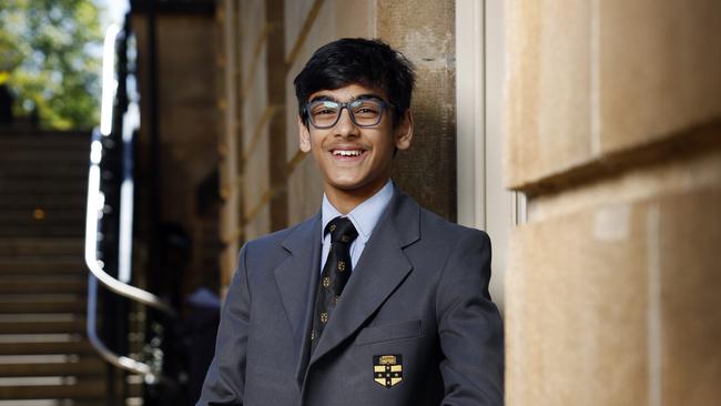 Year 7 student Aditya Paul is the Red level (Years 7-8) National Champion of the 2024 Prime Ministers Spelling Bee. The 13-year-old Sydney Grammar School student won the top gong after entering the Bee every year since launch. Picture: Richard Dobson