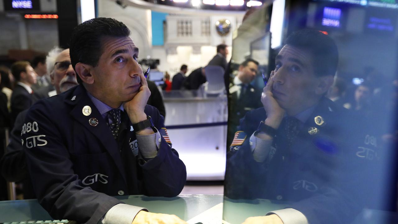 Specialist Peter Mazza on the floor of the New York Stock Exchange on Monday. Picture: Richard Drew/AP