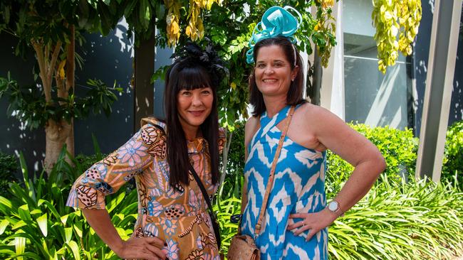 Stacey Reilly and Tina Griffiths at the Chief Minister's Cup Day at the Darwin Turf Club on Saturday, July 13. Picture: Pema Tamang Pakhrin