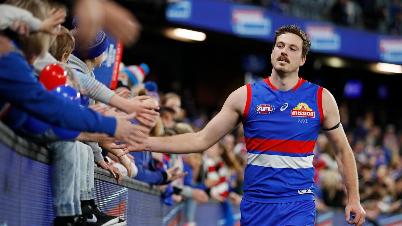 Zaine Cordy of the Bulldogs. Photo by Dylan Burns/AFL Photos via Getty Images