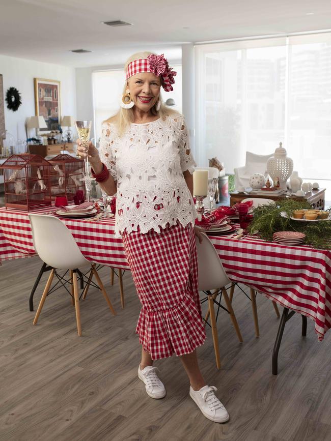 Fashionista Mary Dickinson at home in Bowen Hills. Photo: Russell Shakespeare/AAP