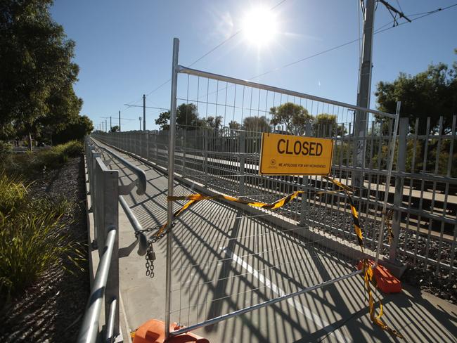 A closed South Rd overpass. Picture: Tait Schmaal