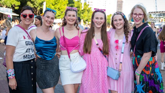 Swifties at her Sunday concert at Accor Stadium where it is not a rule to only bring in transparent bags.