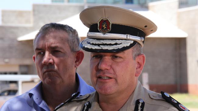 NT Corrections Commissioner Matthew Varley and Deputy chief minister Gerard Maley. Picture: Gera Kazakov